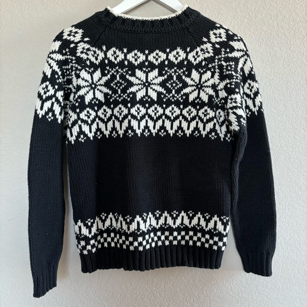 Vintage Hanna Andersson Black Nordic Fair Isle Crew Neck Knit Sweater Size Small View 2